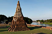 Ayutthaya, Thailand. Wat Chaiwatthanaram, the chedi at the N-W corner of the temple precint facing the river.